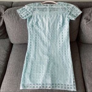 LOFT lace detail mini dress with sheer layer